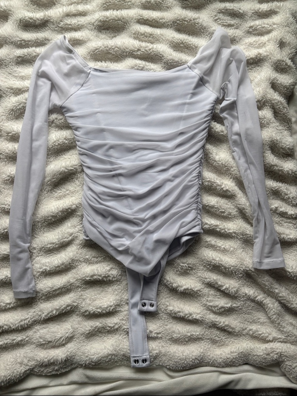 Women’s Long Sleeve Light Gray One-Piece Bodysuit